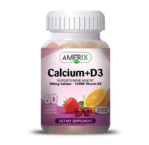 Amerix Calcium + Vitamin D3 Adult Gummies 60 Pieces Kuwait حلاوة للمضغ كالسيوم و فيتامين دى3 لتقوية العظام 60 قطعة اميريكس الكويت