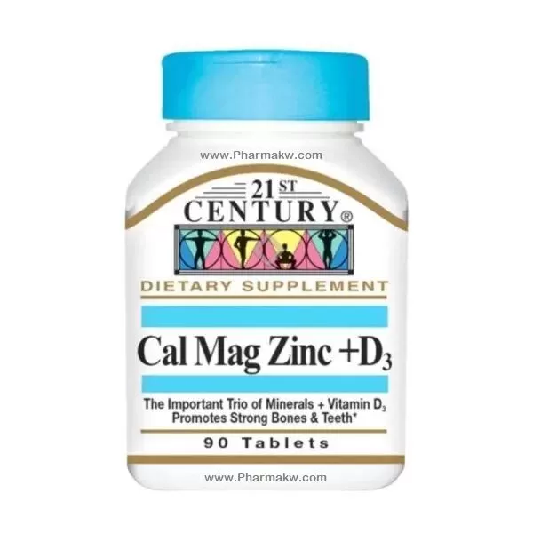 21 Century Calcium+Magnesium+Zinc 90 Tablets Kuwait سنشوري كالسيوم+ماغنيسيوم+زنك مجم 90 قرص الكويت