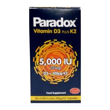 Paradox Vitamin D3 5000 IU+ K2 30 Capsules kuwait بارادوكس فيتامين ه 5000 وحدة دولية + فيتامين ك2 30 كبسولة الكويت