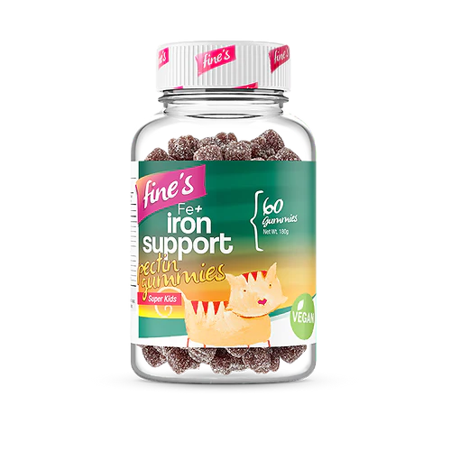 Fine`s Iron Support + Fe 60 Gummies Kuwait فاينز مكمل غذائى حديد حلاوة للأطفال لتقوية المناعة و علاج الانيميا 60 قطعة الكويت