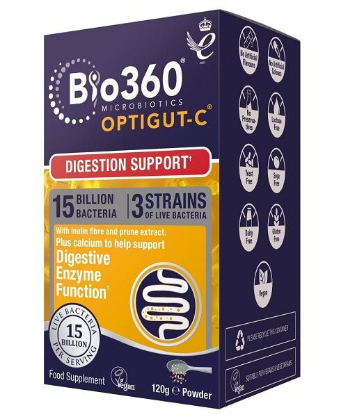 Bio 360 Optigut-C 15 Billion Powder 120 Gm Powder Kuwait بيو 360 اوبتي جت-سي 15 بيليون بودر 120 جم بكتريا نافعة للهضم و المناعة الكويت