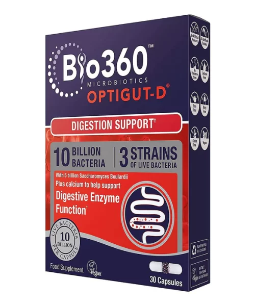 Bio 360 Optigut-D 10 Billion 30 Capsules Kuwait بيو 360 اوبتي جت -دي 10 بيليون 30 كبسولة بكتريا نافعة للهضم و المناعة الكويت