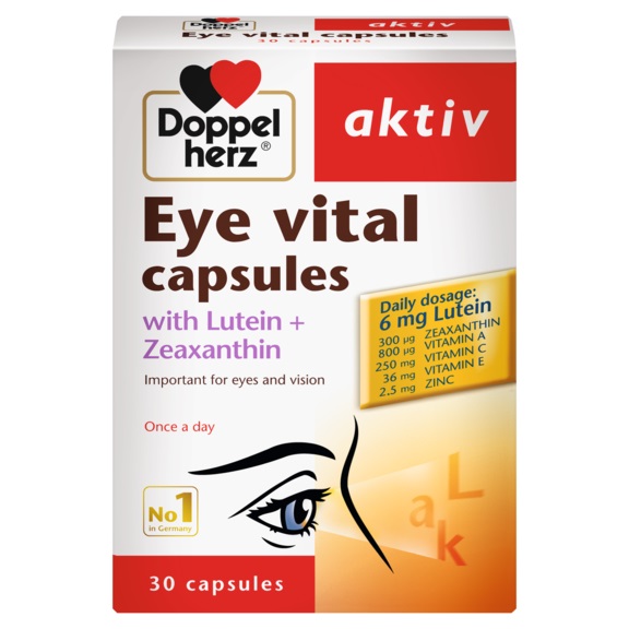 Doppel Herz Aktiv Eye Vital 30 Capsules Kuwait دوبل هيرتز اكتيف مكمل غذائى كبسولات العين الحيوية للحفاظ على صحة العين 30 كبسولة الكويت
