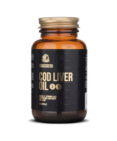 Grassberg COD Liver Oil 408.8 mg 60 Capsules Kuwait جراسبرج زيت كبد الحوت 408.8 مج 60 كبسولة الكويت