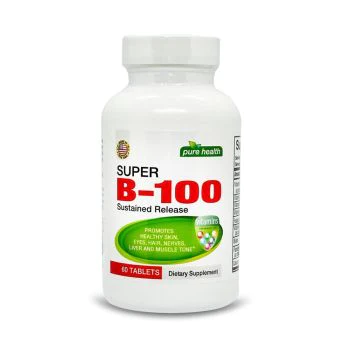 Pure Health Super B-100 60 Tablets Kuwait بيور هيلث سوبر بى 100 فيتامين ب مركب 60 قرص الكويت