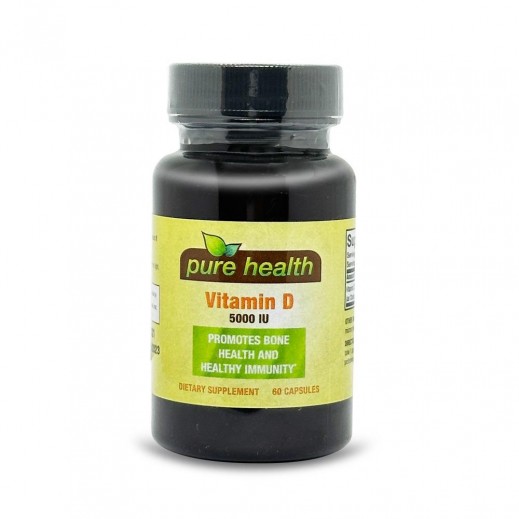 Pure Health Vitamin D 5000 IU 60 Capsules Kuwait بيور هيلث فيتامين د 5000 وحدة دولية 60 كبسولة الكويت