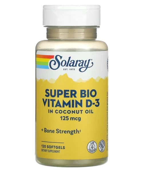 Solaray Super Bio Vitamin D3 125 mcg 120 Softgels Kuwait سولارى فيتامين د3 سوبر بيو حيوى فائق 125 ميكروجرام 120 كبسولة جيلاتينية الكويت