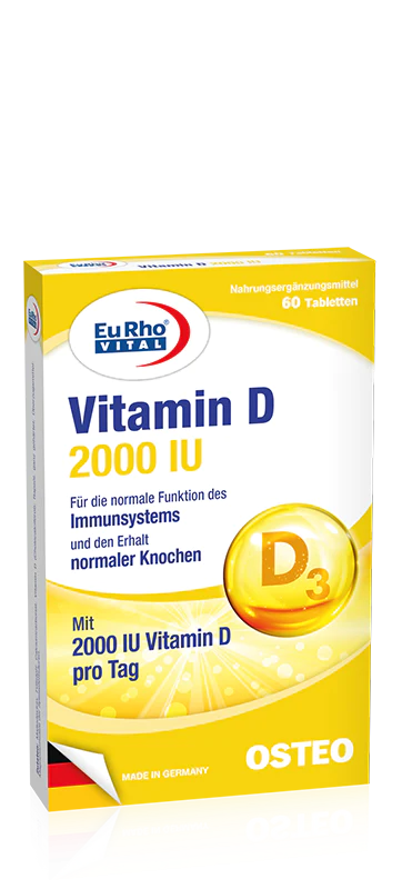 Eurho Vital Vitamin D 2000 IU 60 Tablets Kuwait يورو فيتال فيتامين د 2000 وحدة دولية 60 حبة الكويت