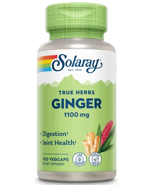 Solaray Ginger 1100 MG 100 Veg Capsules For Digestion & Joints Support Kuwait سولاراى كبسولات الزنجبيل لصحة الجهاز الهضمى و المفاصل 1100 مج 100 كبسولة نباتية الكويت