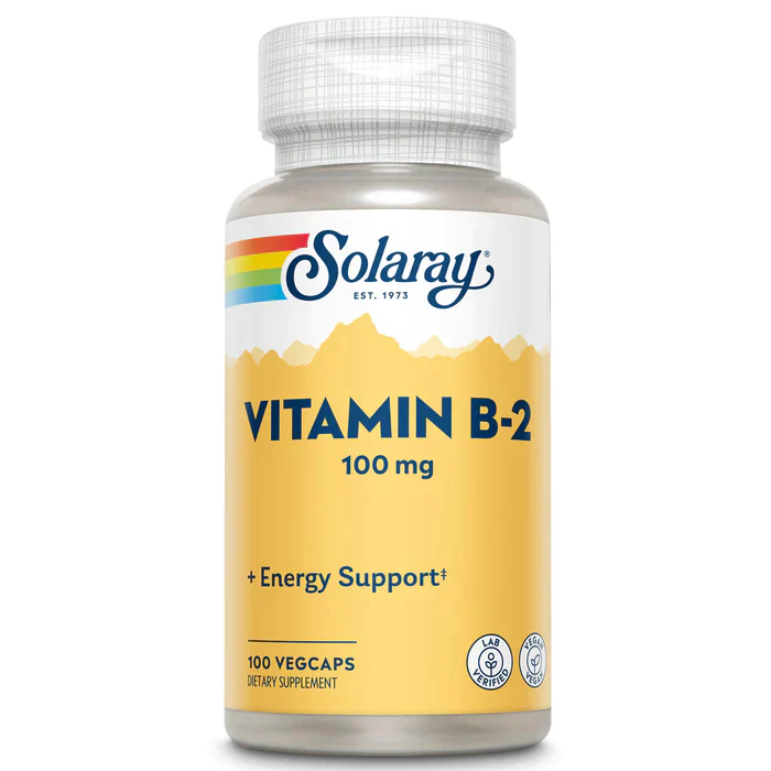 Solaray Vitamin B2 100 MG 100 Veg Capsules For Healthy Metabolism, Skin & Nervous System Support Kuwait سولاراى فيتامين ب 2 100 مج 100 كبسولة نباتية لدعم التمثيل الغذائى و البشرة و الجهاز العصبى الكويت