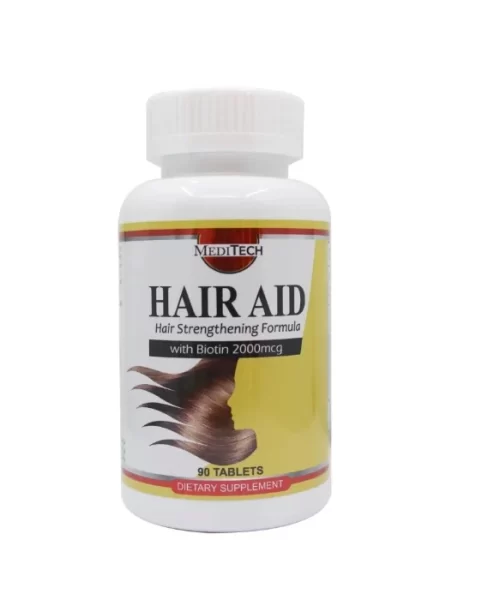 MediTech Hair Aid With Biotin 2000 MCG 90 Tablets Kuwait ميديتيك اقراص للشعر هير ايد ويث بوتين 2000 ميكروغرام 90 قرص الكويت