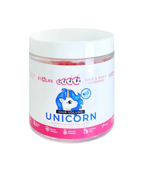 Fit 4 Life Hair Volume Unicorn 300 G 60 Gummies For Hair & Nails Kuwait فيت فور لايف يونيكورن 300 غرام 60 حلاوة مضغ للشعر و الاظافر الكويت