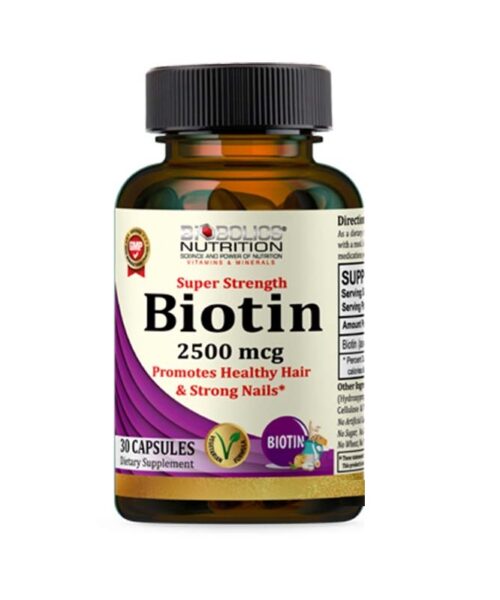 Biobolics Biotin 2500 MCG 30 Veg Capsules Kuwait بيوبولكس بيوتين 2500 ميكروجرام - 30 كبسولة نباتية للشعر و الجلد و الاظافر الكويت