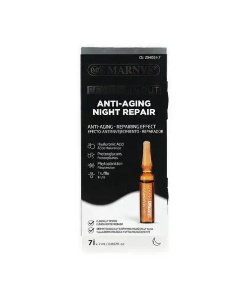 Marnys Beauty In & Out Anti Aging Night Repair 7 Ampoules X 2ml Kuwait مارنيز بيوتي إن اند اوت امبولات مسائية للبشرة مضادة للتجاعيد - 7 أمبولة × 2 مل الكويت