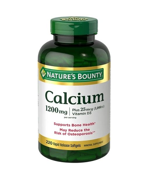 Nature's Bounty Calcium 1200 mg Plus 25 mcg Vitamin D3 120 Softgels Kuwait نيتشرز باونتي كالسيوم 1200 مجم وفيتامين د 25 مكجم - 120 كبسولة جيلاتينية الكويت