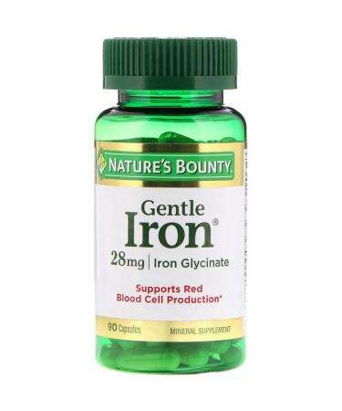 Nature's Bounty Gentle Iron 28 Mg 90 Capsules Kuwait كبسولات حديد جنتل ايرون لعلاج فقر الدم و انتاج كرات الدم الحمراء نيتشرز باونتى 28 ملليغرام الكويت