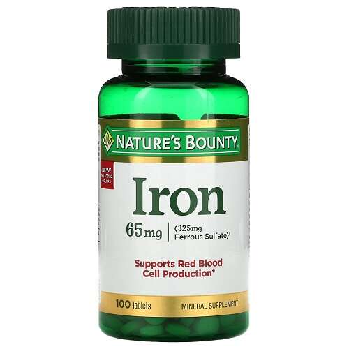Nature's Bounty Iron 65 Mg Fe Sulf 325 Mg 100 Tablets Kuwait اقراص حديد لعلاج فقر الدم 65 قرص نيتشرز باونتى الكويت