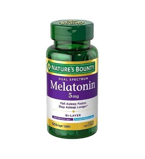 Nature's Bounty Melatonin 5 mg 60 Tablets For Better & Longer Sleep Kuwait اقراص ميلاتونين لعلاج الارق و قلة النوم 5 ملليغرام 60 قرص نيتشرز باونتى الكويت