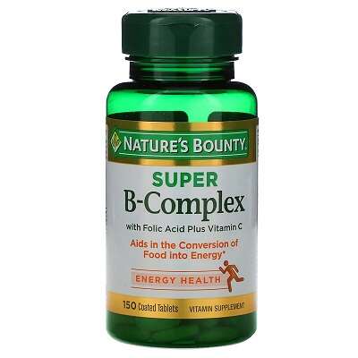 Nature's Bounty, Super B-Complex with Folic Acid Plus Vitamin C, 150 Tablets kuwait فيتامين ب مع فوليك اسيد و فيتامين سى نيتشرز باونتى الكويت 150 قرص