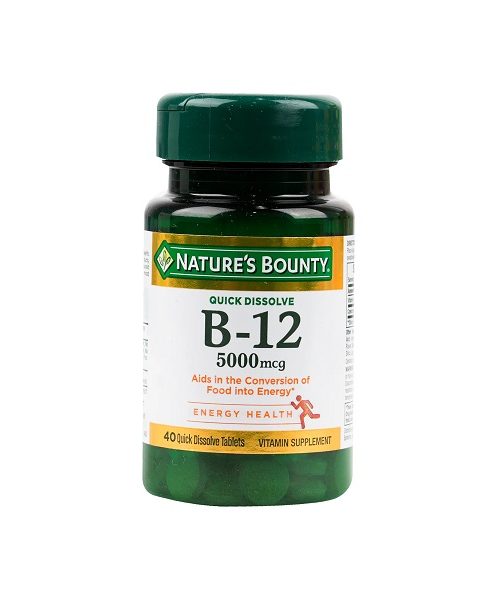 Nature's Bounty Vitamin B 12 - 5000 MCG under tongue 40 Tablets Kuwait نيتشرز باونتي فيتامين ب 12 - 5000 مكجم - 40 حبة اقراص تحت اللسان الكويت