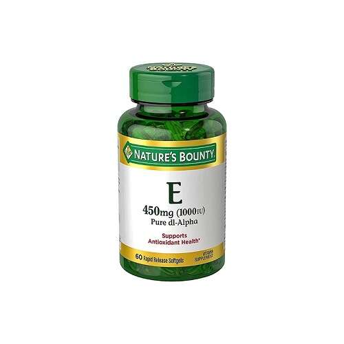 Nature's Bounty Vitamin E 450MG 1000IU 60 Softgels Kuwait كبسولات فيتامين اى 450 ملليغرام نيتشرز باونتى 1000 وحدة دولية الكويت