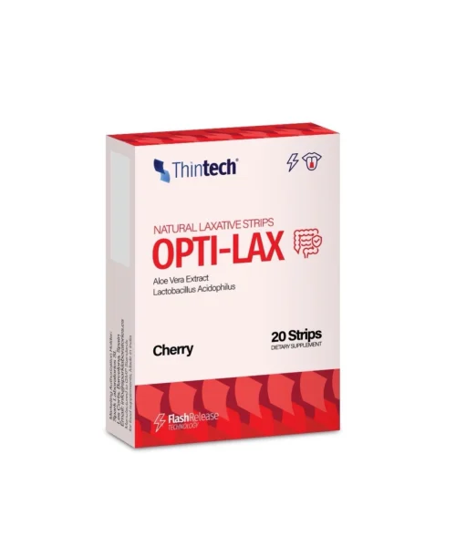 Thintech Opti-Lax 20 strips Cherry Flavor constipation relief Kuwait ثينتيك اوبتي لاكس 20 شريط بطعم الكريز للامساك الكويت