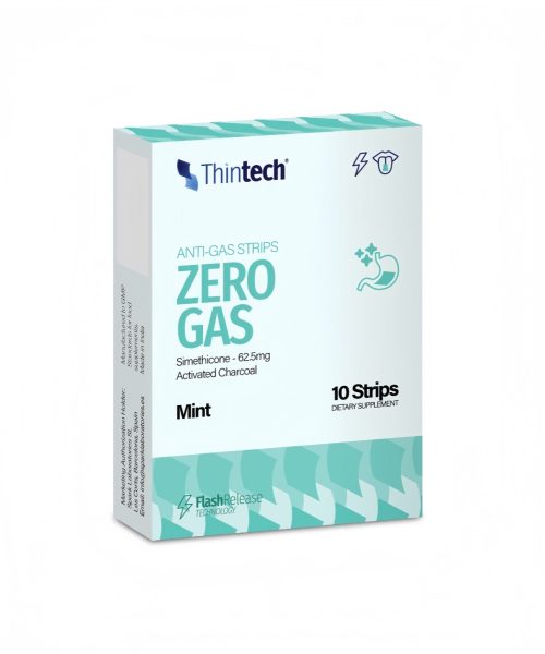 Thintech Zero Gas 20 strips Mint Flavor Relieves bloating Kuwait ثينتيك زيرو غاز 20 شريط بطعم النعنع للقضاء على الانتفاخ و الغازات الكويت