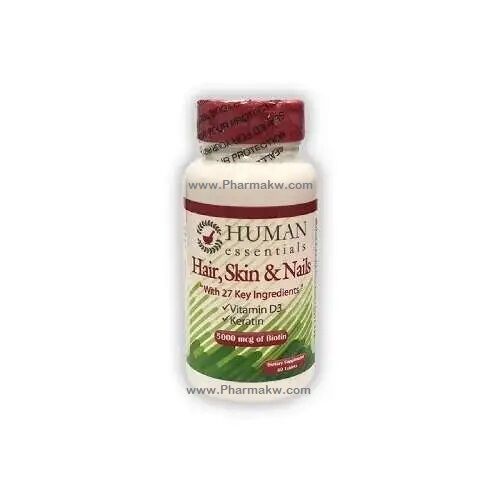 Human Essentials Hair Skin Nails With Biotin 5000MCG 60 Tablets
