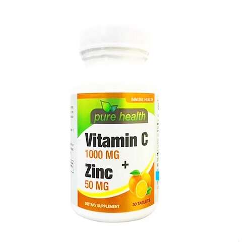 Pure Health Vitamin C 1000 mg + Zinc 50 mg 30 Tablets For immune system
